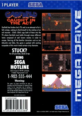 Garfield - Caught in the Act (USA, Europe) box cover back